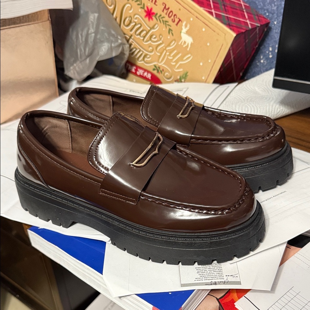 ASOS Dark Brown Loafers with Chunky Black Soles